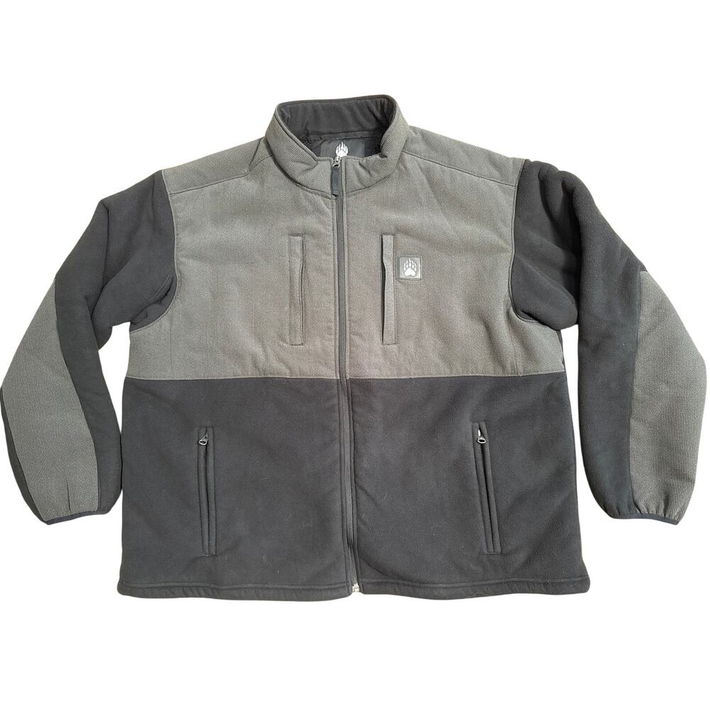 Alaskan Hardgear Duluth Bear Hide Fleece Jacket Mens L Full Zip black and gray